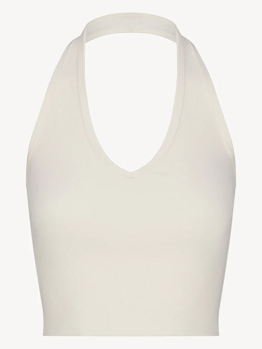 Eterne Cropped Halter Top Creme