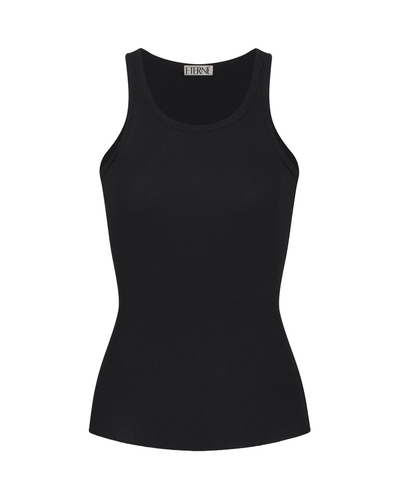 Eterne High Neck Fitted Tank Black