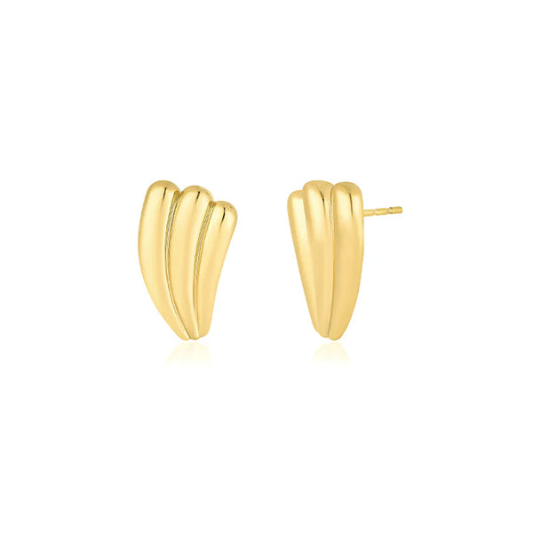 EF Collection Jumbo Gold Fan Stud Earrings