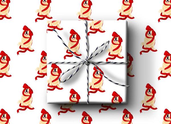 k.Patricia Designs Golden with Red Ribbon Wrapping Paper Rolls