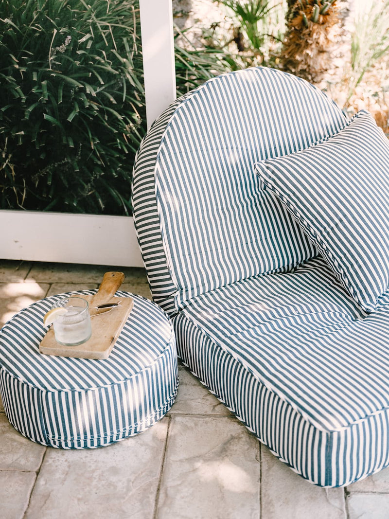 Business & Pleasure Reclining Pillow Lounger - Laurens Navy Stripe