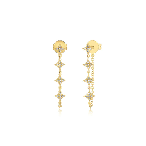 EF Collection Multi Diamond Sparkle Chain Stud Earring