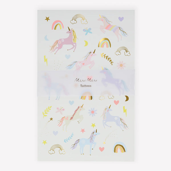 Meri Meri Unicorn Temporary Tattoo Sheets