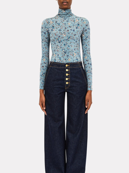 Ulla Johnson Aurelia Longsleeve Jersey Top - Celeste Floral