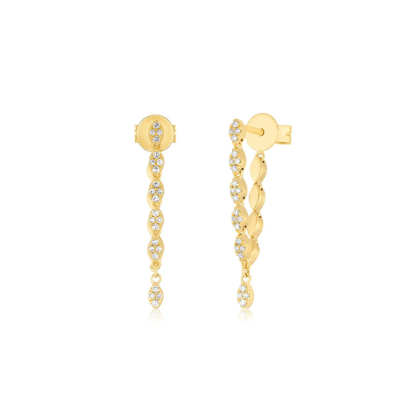 EF Collection Pave Diamond Marquise Chain Drop Stud Earring