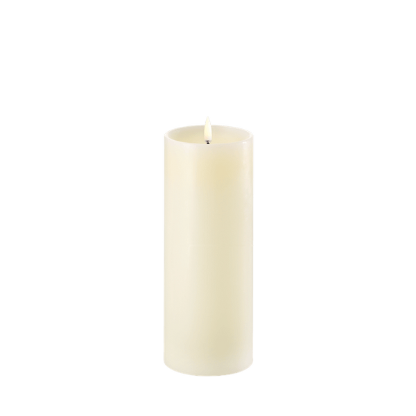 Piffany Copenhagen LED pillar candle w, shoulder, Ivory, Smooth, 3 x 8"
