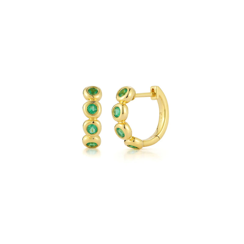 EF Collection Emerald Pillow Huggie Earring