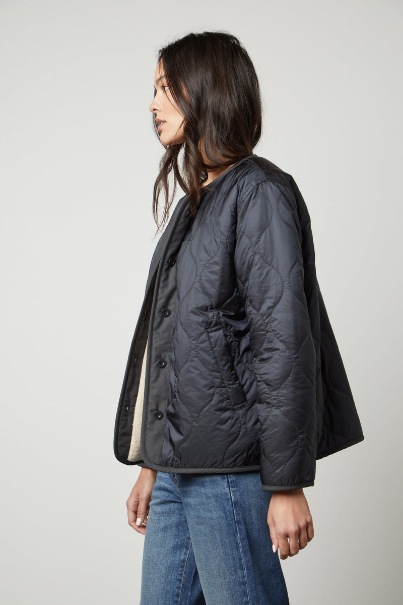 Velvet Marissa Quilted Jacket Navy