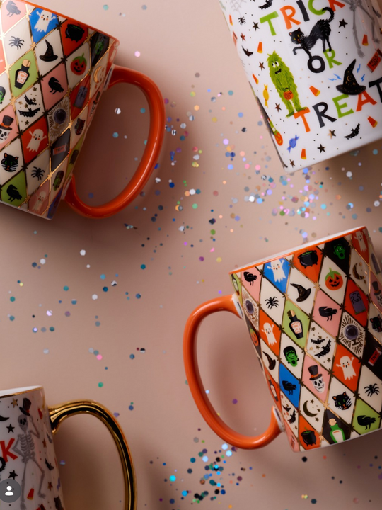 Rifle Paper Co. Halloween Argyle Porcelain Mug