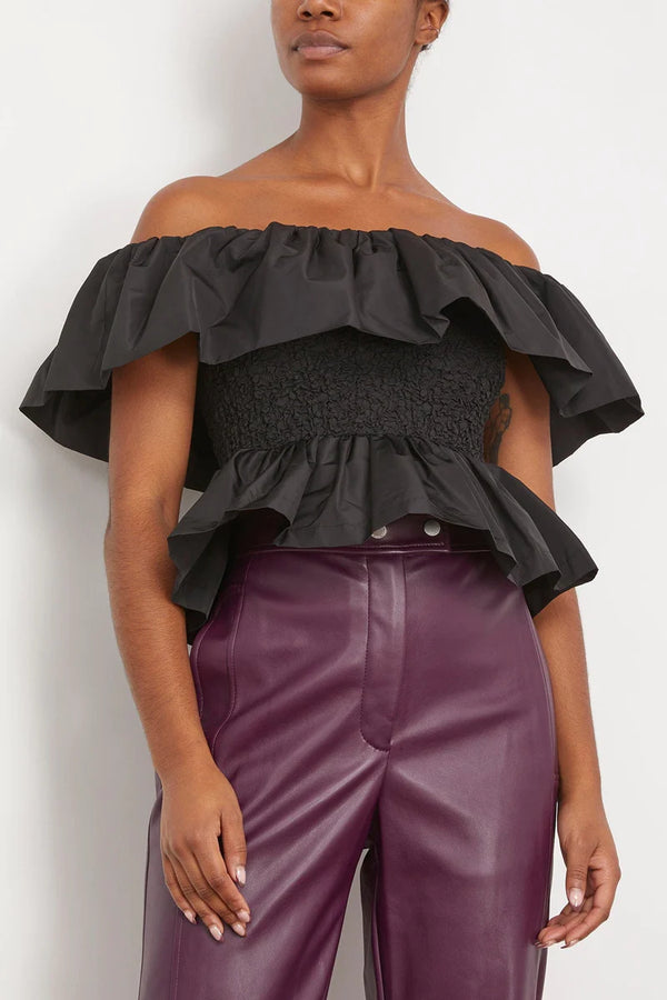 Sea NY Diana Tafeta Off Shoulder Top Black