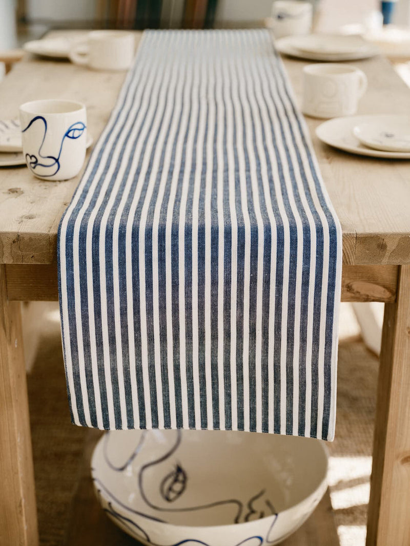 Business & Pleasure Table Runner - Laurens Navy Stripe