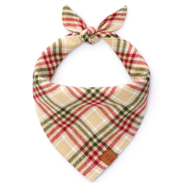 The Foggy Dog Eggnog Plaid Flannel Dog Bandana