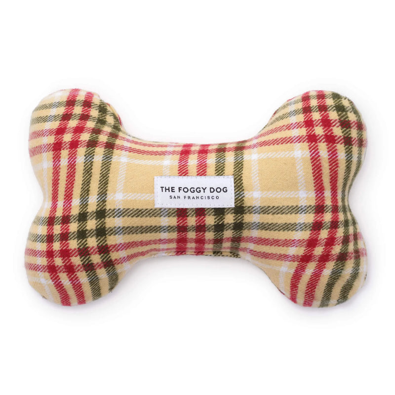 The Foggy Dog Eggnog Plaid Flannel Dog Squeaky Toy