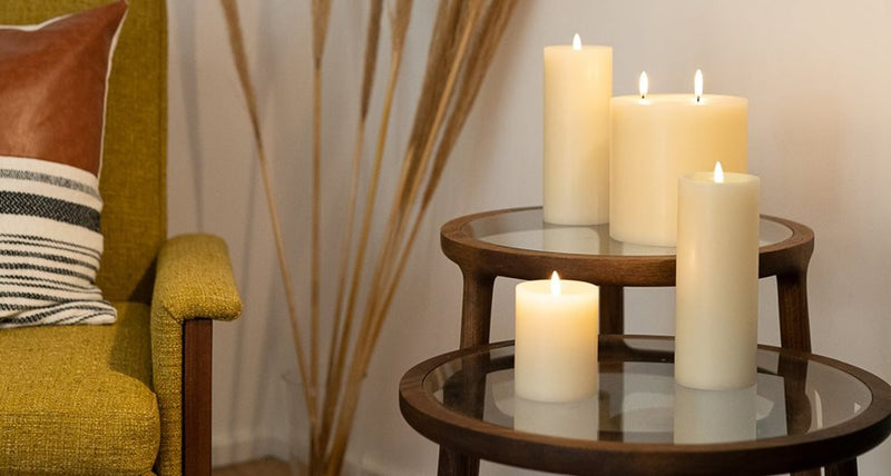 Piffany Copenhagen LED pillar candle w, shoulder, Nordic white, Smooth, 3 x 8"