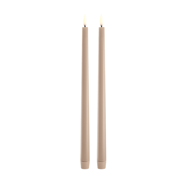 Piffany Copenhagen LED slim taper candle, Beige, Smooth, 2-pack, 0.9 x 12.6"