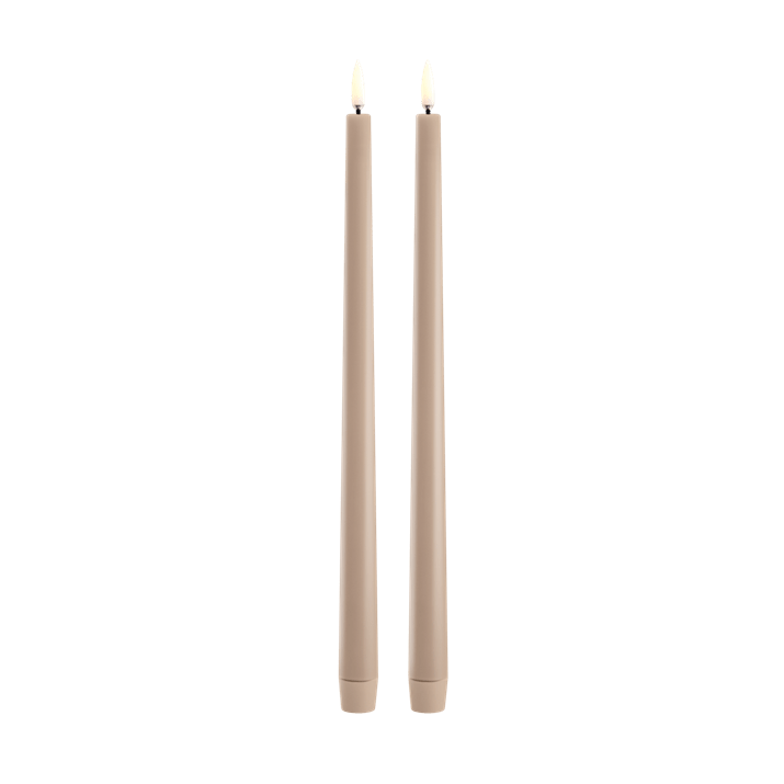 Piffany Copenhagen LED slim taper candle, Beige, Smooth, 2-pack, 0.9 x 12.6"