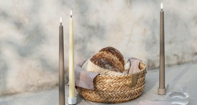 Piffany Copenhagen LED slim taper candle, Beige, Smooth, 2-pack, 0.9 x 12.6"