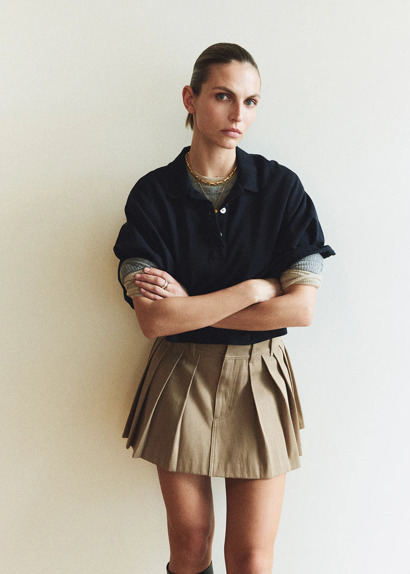 Citizens of Humanity Pleated Mini Skirt In Khaki
