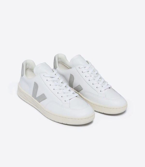 Veja Fair Trade V-12 Leather Extra White Light-Grey