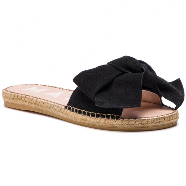 Manebi sandals with bow black suede; hamptons