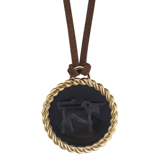ASHA Onyx Pendant - Zodiac With Rope Detail