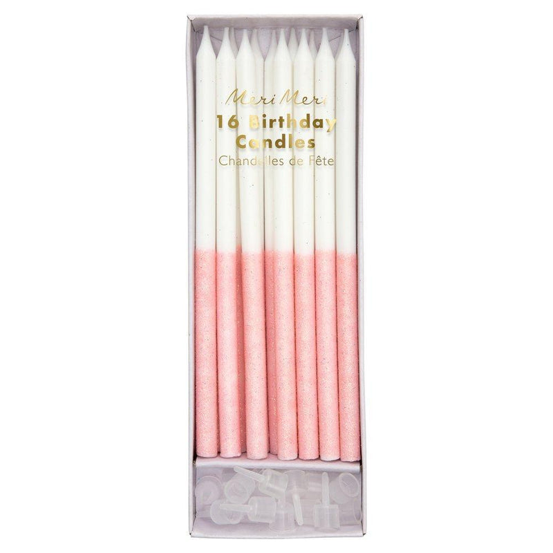 Meri Meri Pale Pink Glitter Dipped Candles