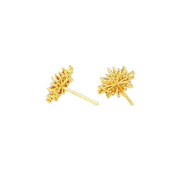 Suzanne Kalan Fireworks Snowflake Earring - 0.65ct White Diamond Baguettes and 0.4ct. White Diamond Round on Fireworks Setting - 11x11mm Setting YG