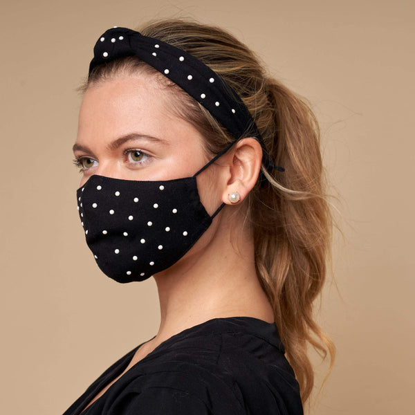 Lele Sadoughi Embellished Face Mask And Headband Set