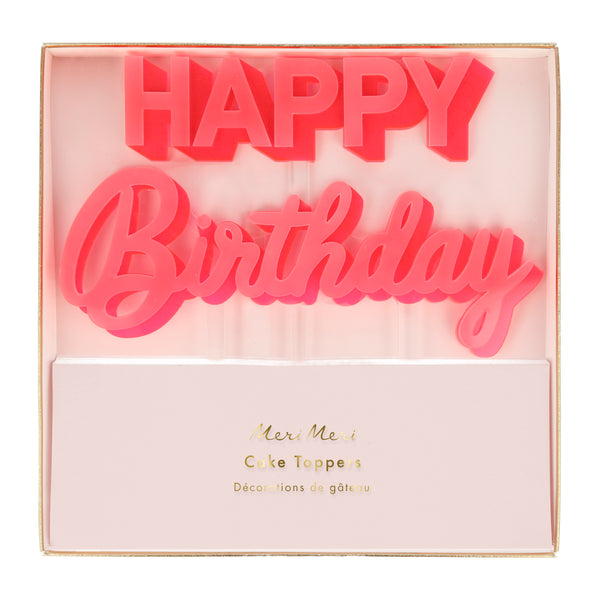 Meri Meri Happy Birthday Pink Acrylic Toppers