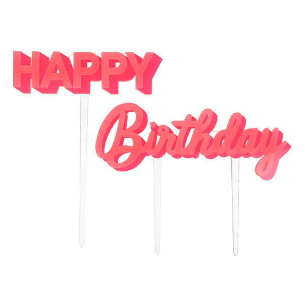 Meri Meri Happy Birthday Pink Acrylic Toppers