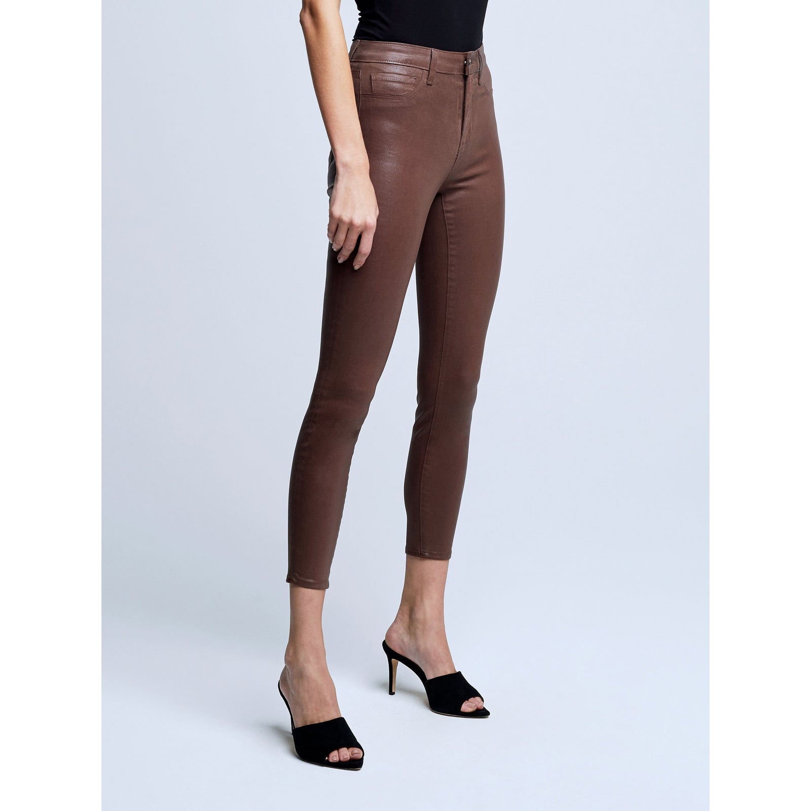 NWT L'AGENCE Margot Coated orders High-Rise Skinny Jegging Jeans Mocha Terracotta Nude