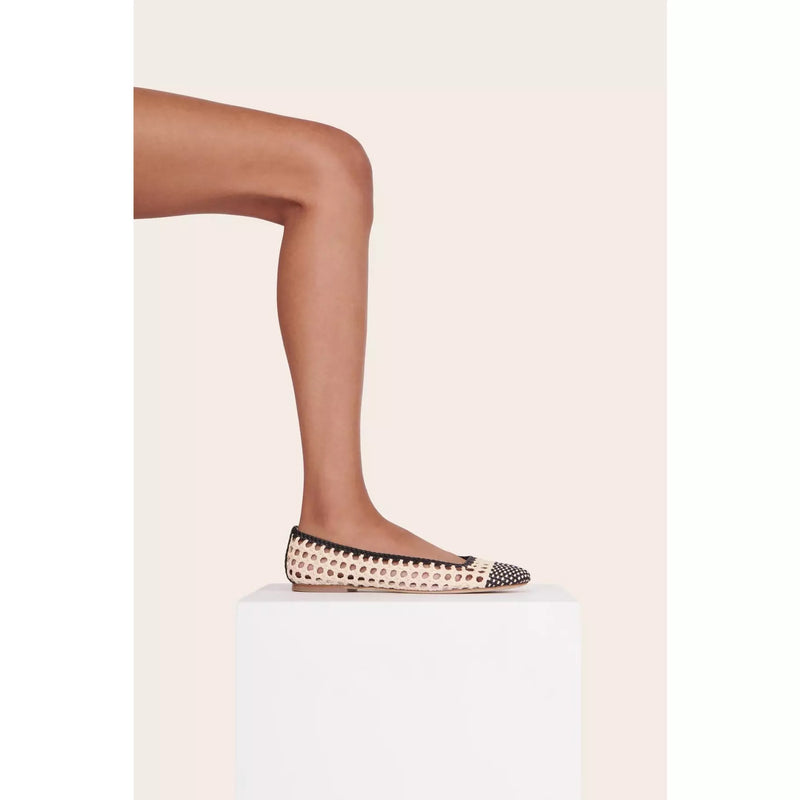 Staud Nell Crochet Ballerina Cream/Black