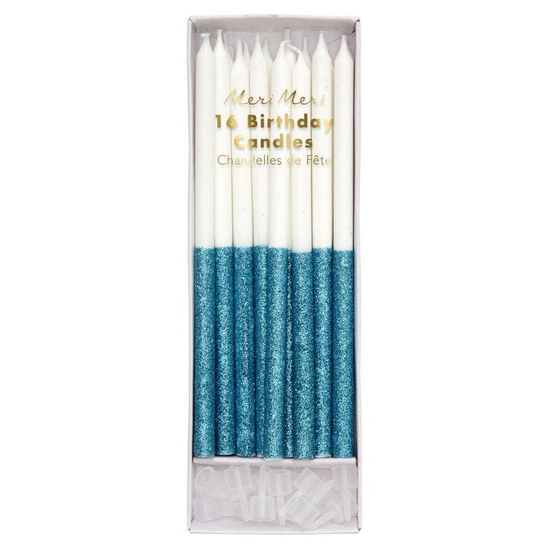Meri Meri Blue Glitter Dipped Candles