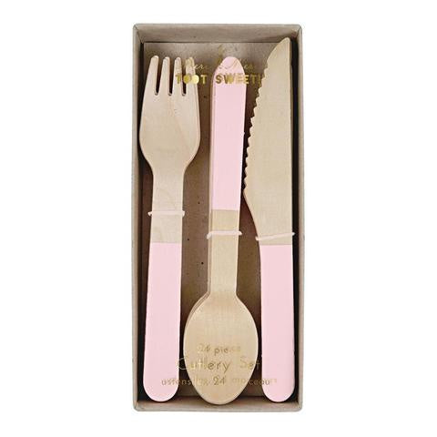 Meri Meri Wooden Cutlery Set Pink