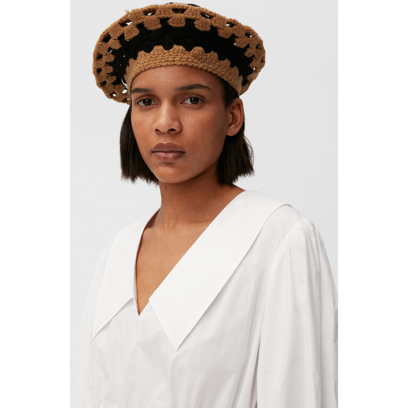 Ganni Cotton Poplin V-neck Mini Dress Bright White