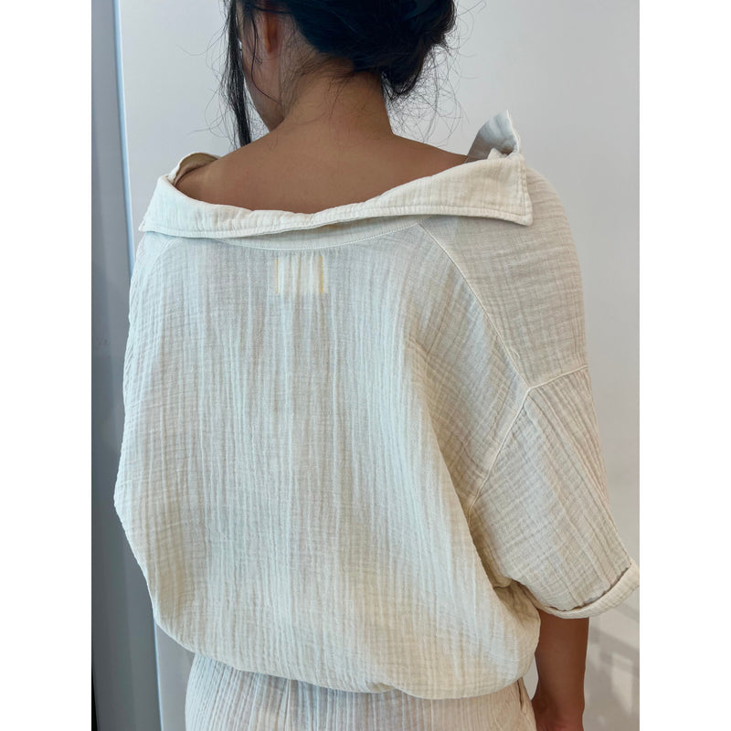 9 Seed double gauze cuff sleeve tunic-oatmeal