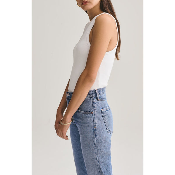 Agolde Rib High Neck Tank White