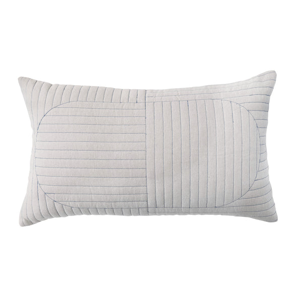 24"L x 16"H Cotton Chambray Quilted Lumbar Pillow, Polyester Fill