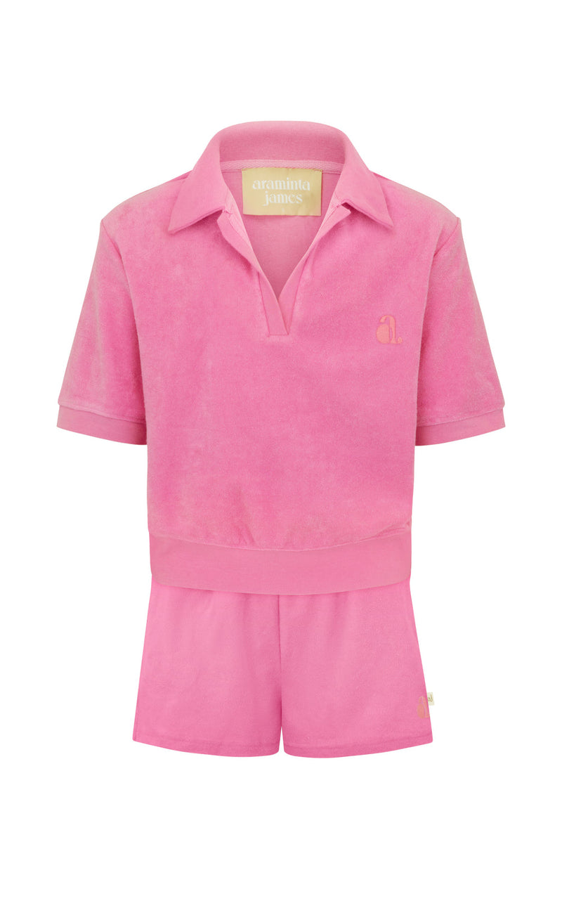 Araminta James Terry Polo Shirt Set Candy Pink