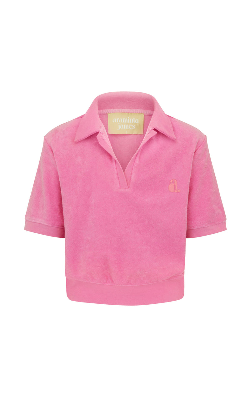 Araminta James Terry Polo Shirt Set Candy Pink