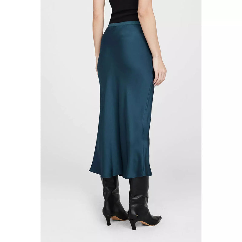 Anine Bing Bar Silk Skirt - Steel Blue