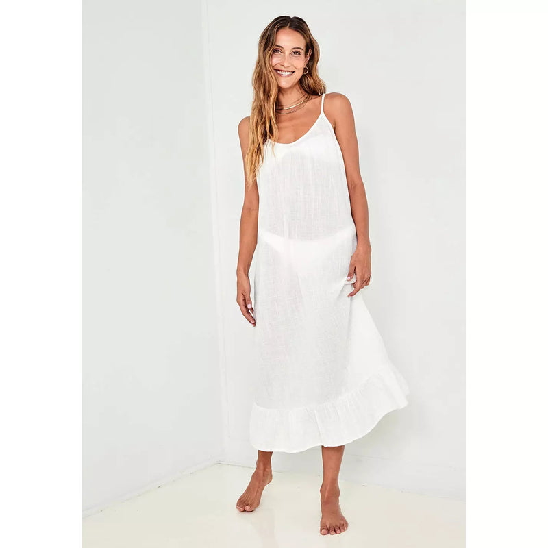 Bella Dahl Cami Shirred Beach Dress-White