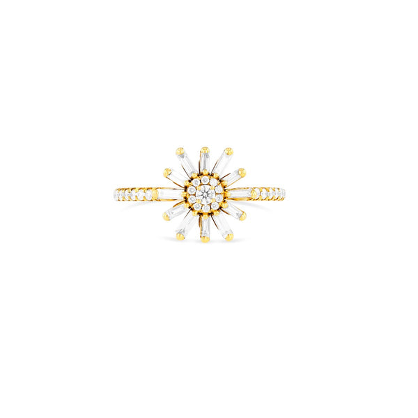 Suzanne Kalan Fireworks Flower Ring - 0.42ct. White Diamond Rounds & 0.30ct. White Diamond Baguettes on Fireworks Setting - 11mm Round Setting