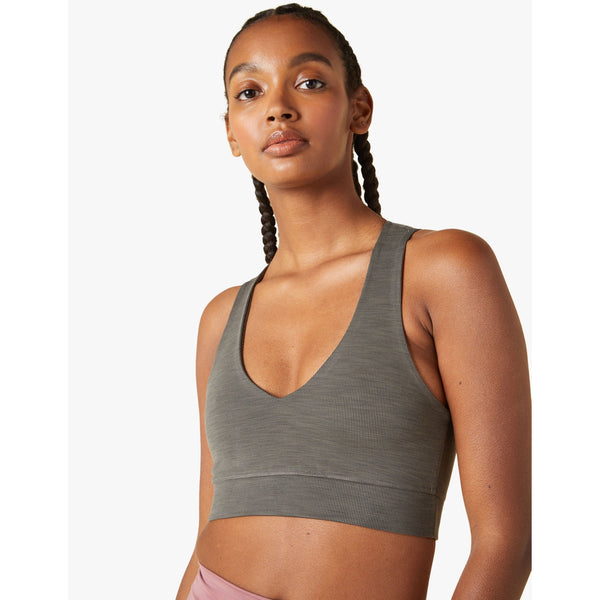 Beyond Yoga Spacedye Lift Your Spirits Bra (Grey Sage Heather