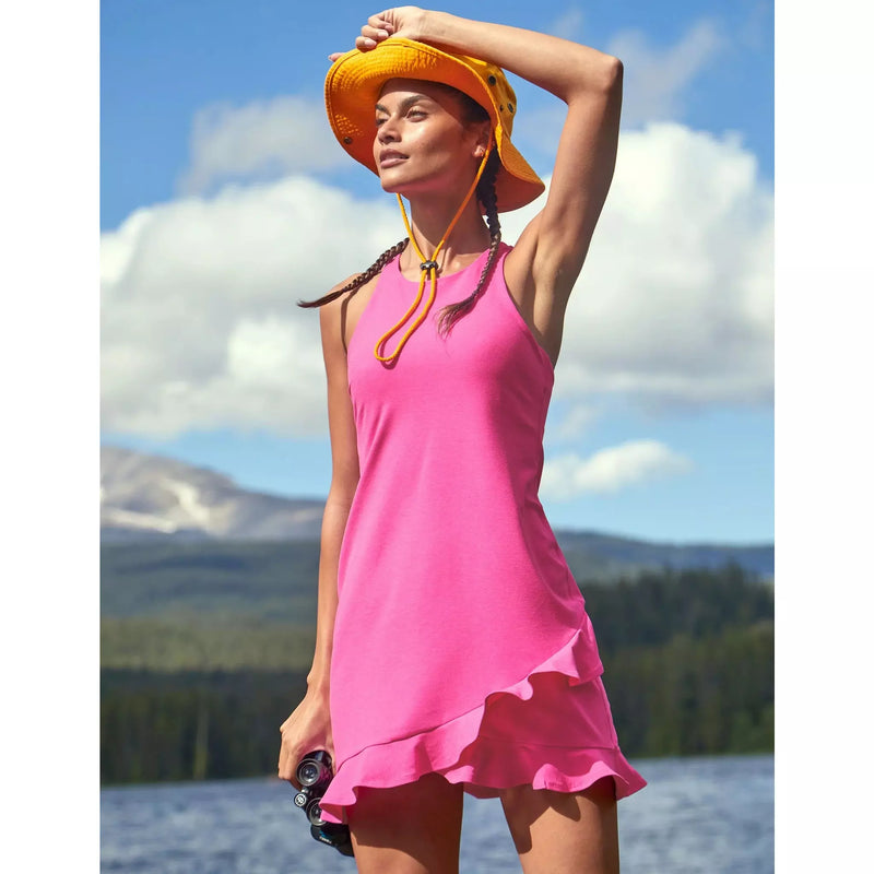 Beyond Yoga Spacedye Ruffled Up Dress Pink Hype Heather