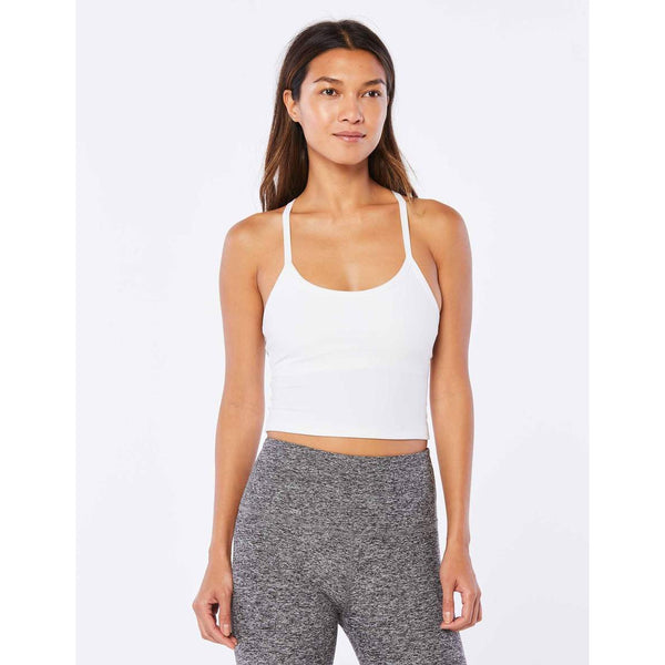 Beyond Yoga Spacedye Slim Racerback Cropped Tank Cloud White