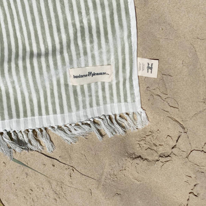 Business & Pleasure Beach Towel Laurens Sage Stripe