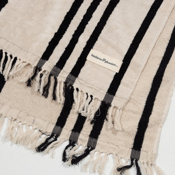 Business & Pleasure Beach Towel Vintage Black Stripe