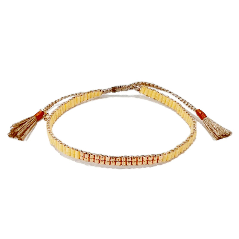 Tai Braided nylon with Japanese beads and gold beads center