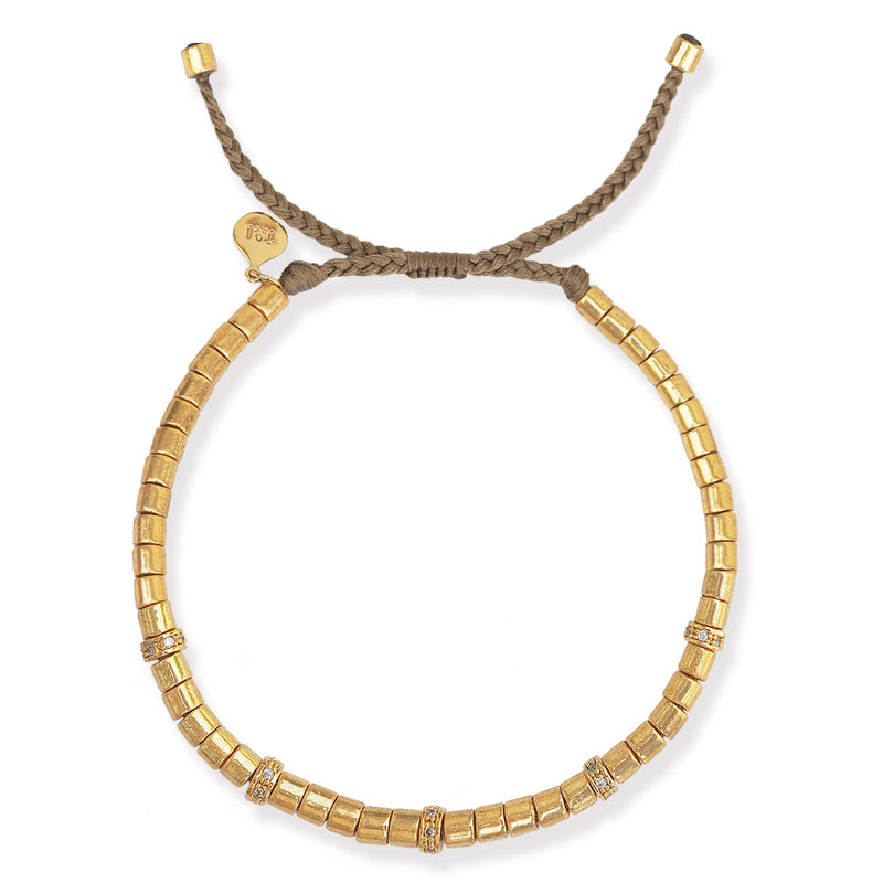 Tai Japanese glass beads with 5 CZ spacers bracelet